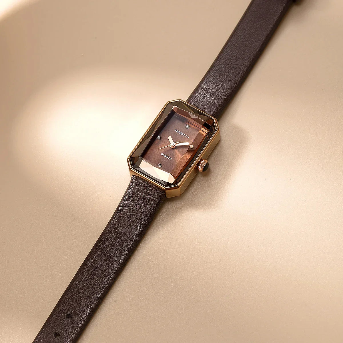Unisex Rectangular Analog Watch with Adjustable Textured Strap