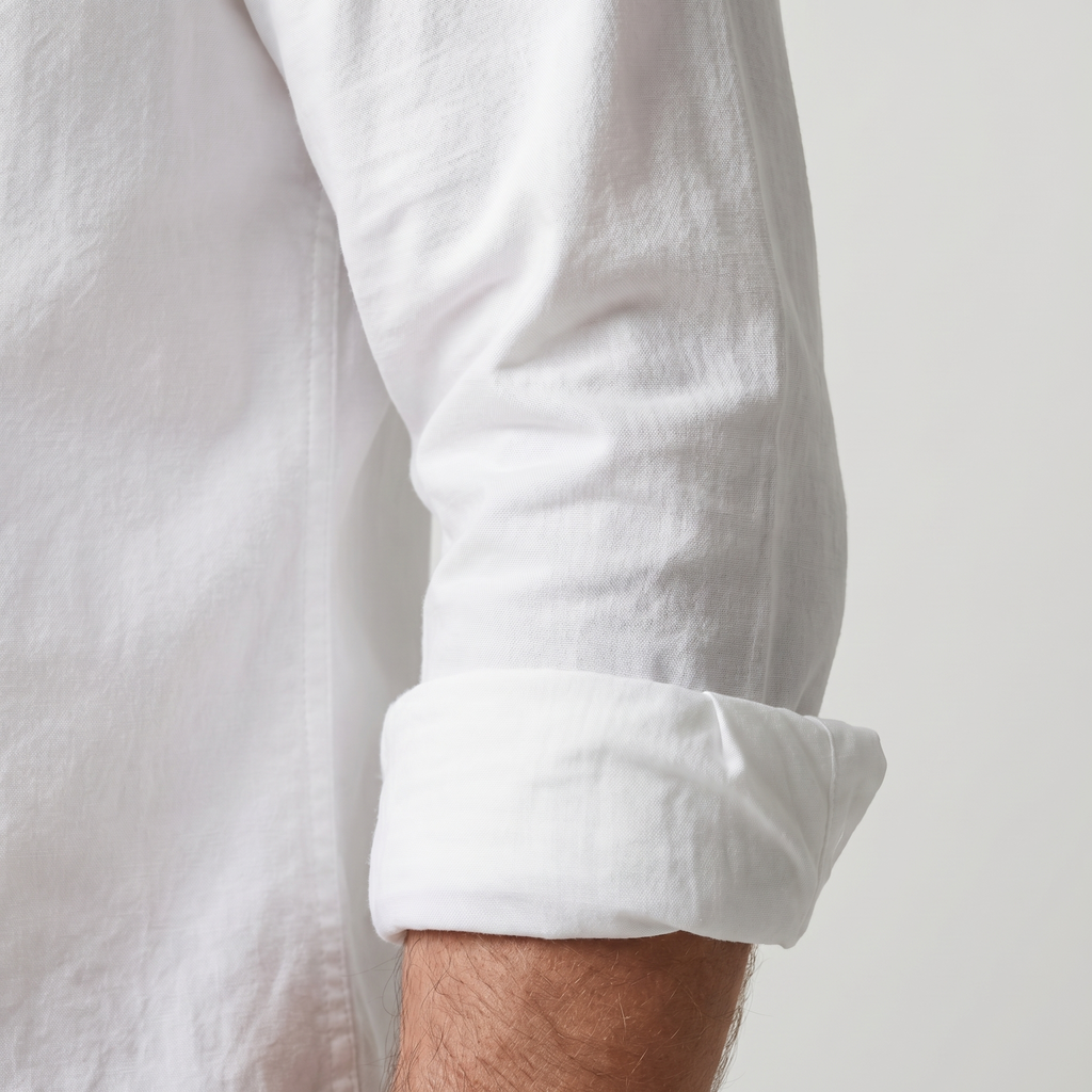 Men's Cotton Button-Down Overshirt with Rolled Cuffs