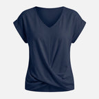 Women's Relaxed Knit Top with Twist-Front V-Neck