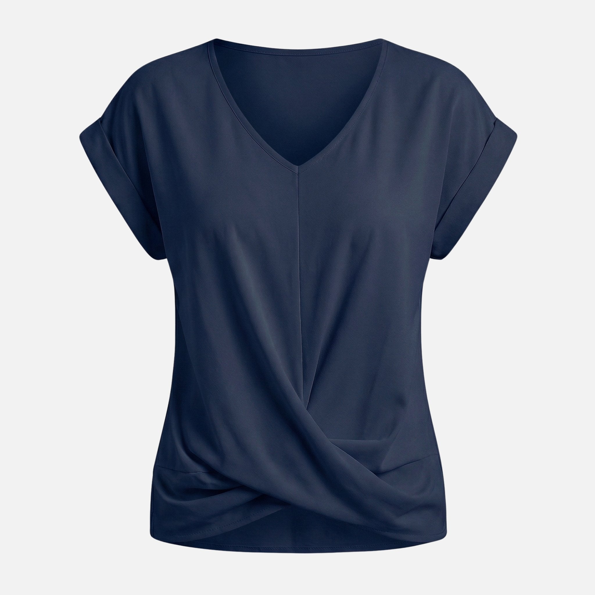 Women's Relaxed Knit Top with Twist-Front V-Neck