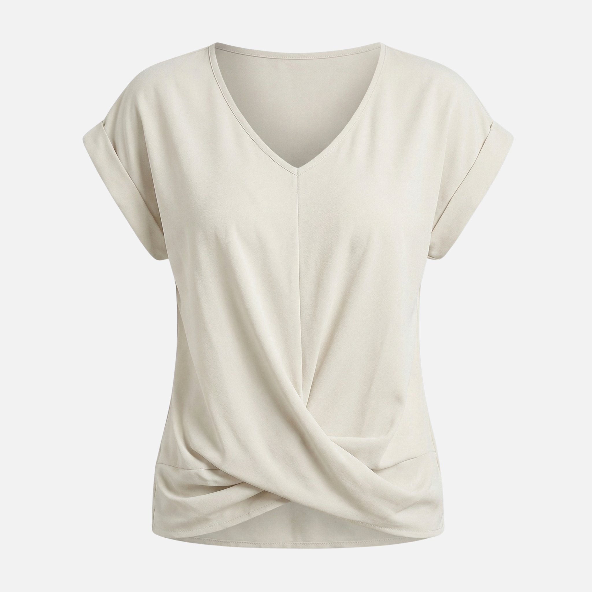 Women's Relaxed Knit Top with Twist-Front V-Neck