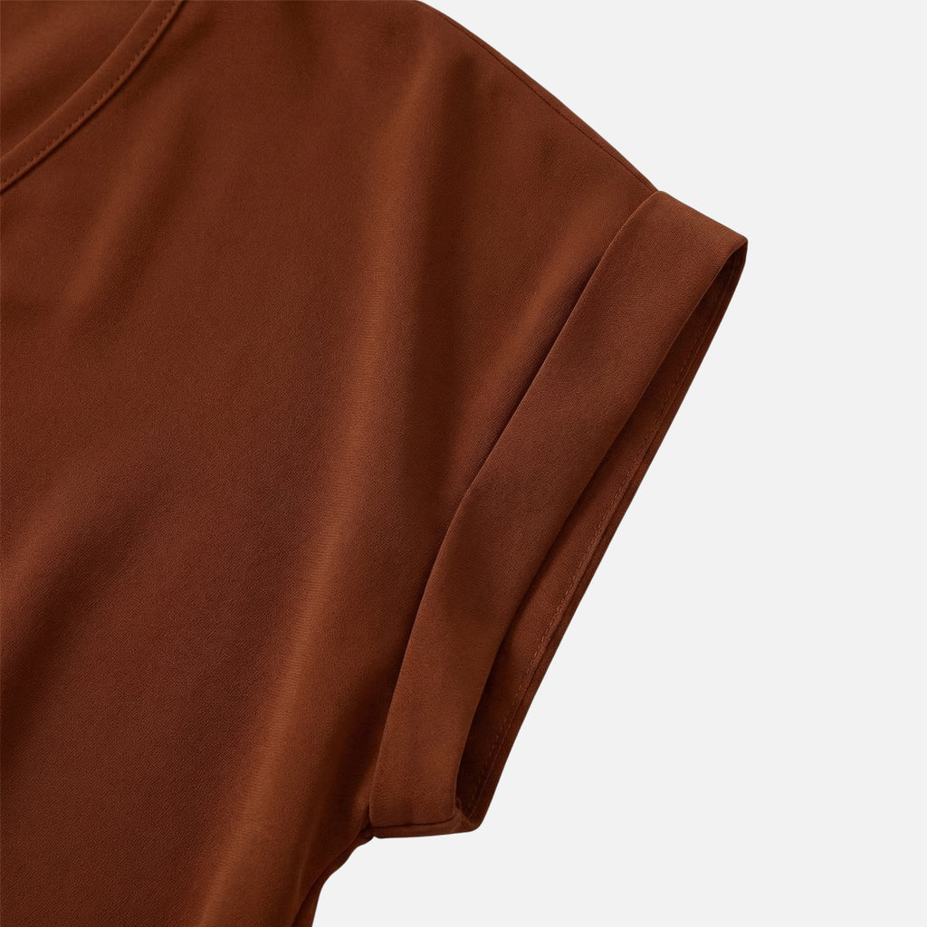 Women's Relaxed Knit Top with Twist-Front V-Neck