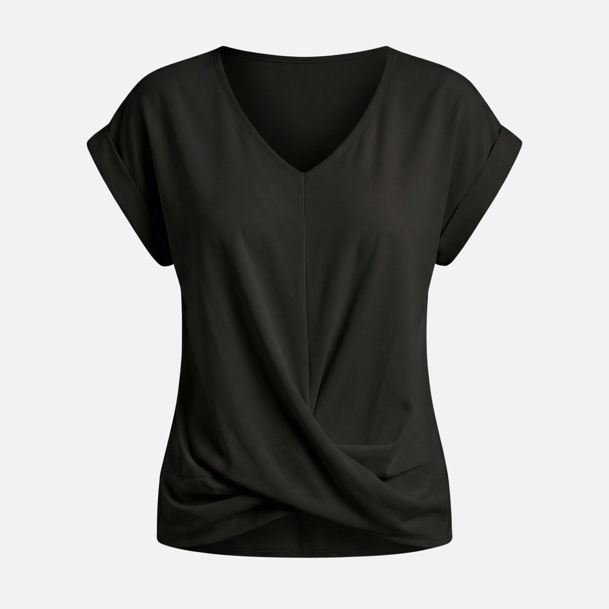 Women's Relaxed Knit Top with Twist-Front V-Neck