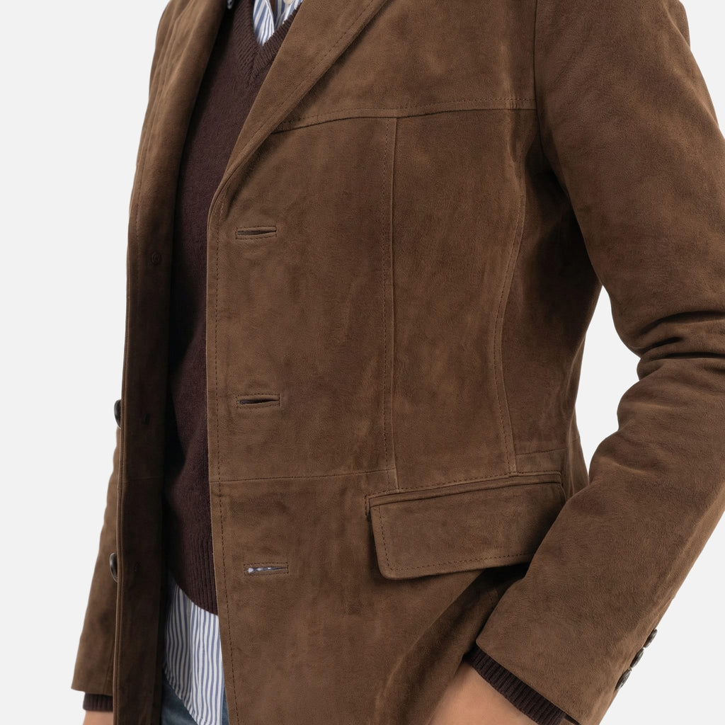 Women's Relaxed Brown Wool-Mix Coat with Wide Lapel