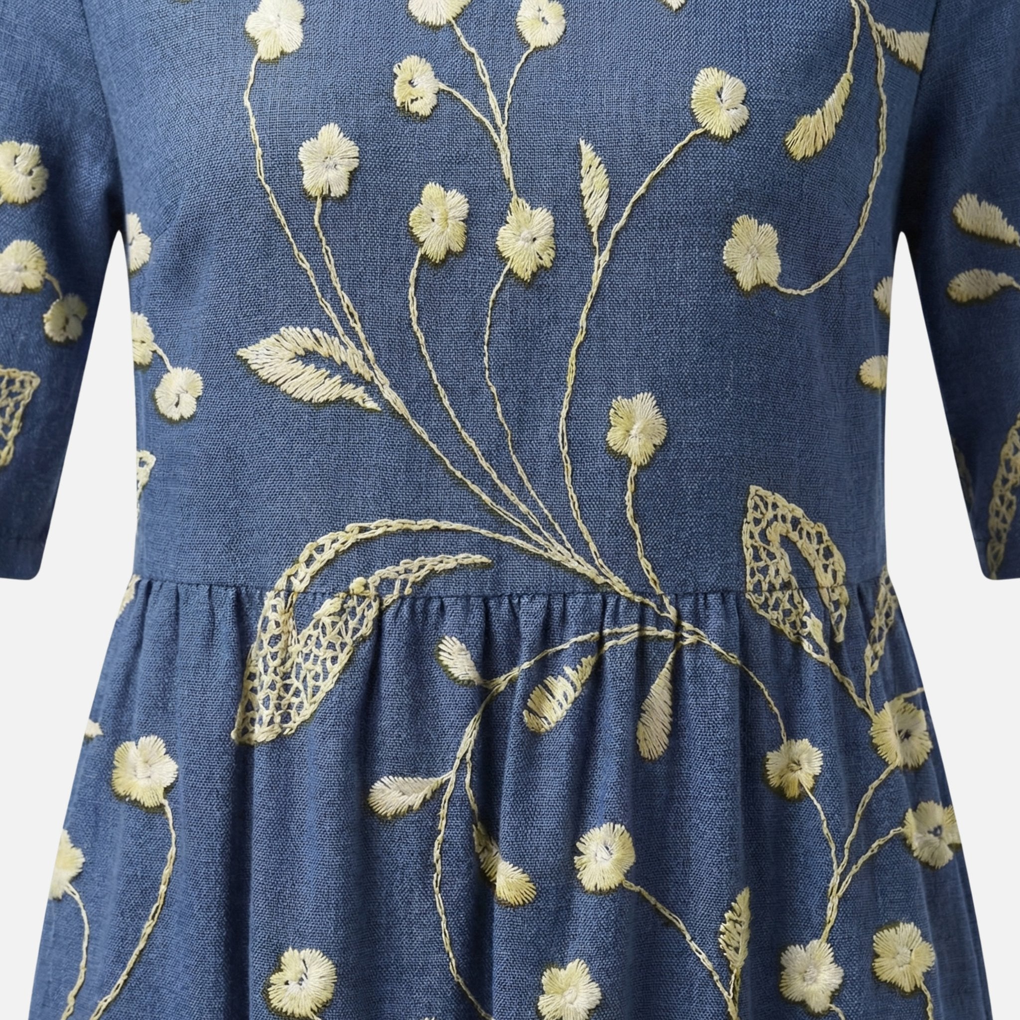 Women's Cotton Maxi Dress with Gathered Waist