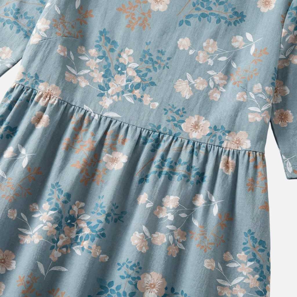 Women's Cotton Maxi Dress with Gathered Waist