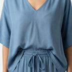 Women's Relaxed Jersey Loungewear Set with V-Neck