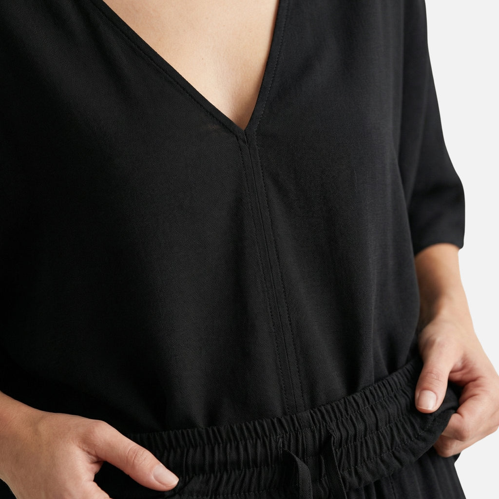 Women's Relaxed Jersey Loungewear Set with V-Neck