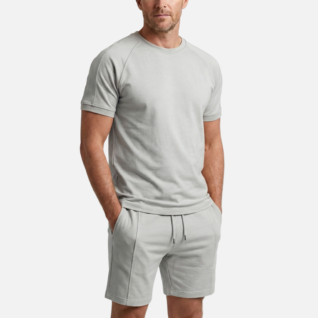 Men's Knit Loungewear Set with Drawstring Shorts