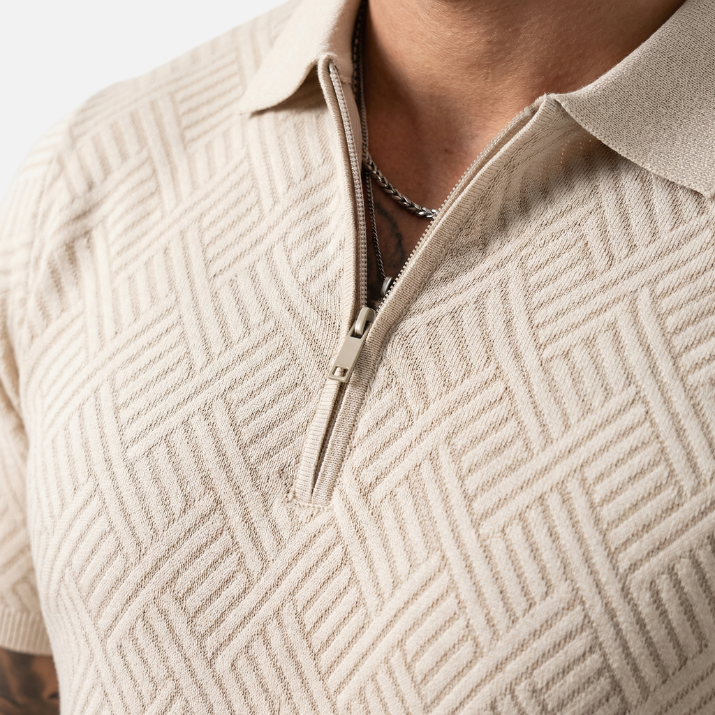 Men's Relaxed Knit Set with Half-Zip Polo