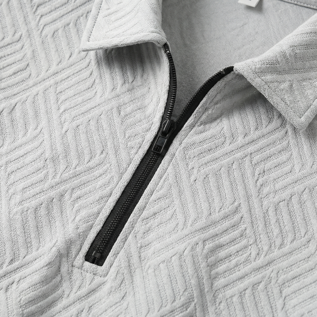 Men's Relaxed Knit Set with Half-Zip Polo