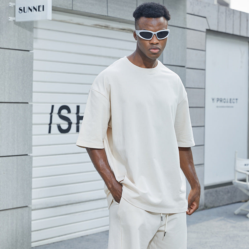 Men's Relaxed Knit Two-Piece Set with Drawstring Shorts