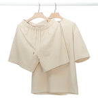 Men's Relaxed Knit Two-Piece Set with Drawstring Shorts