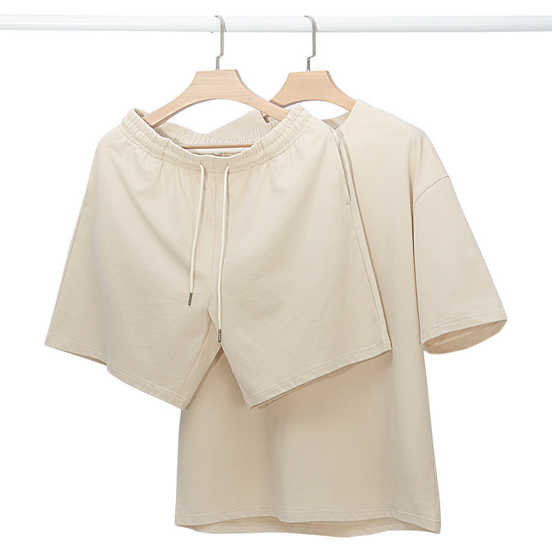 Men's Relaxed Knit Two-Piece Set with Drawstring Shorts