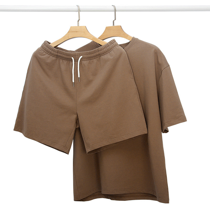 Men's Relaxed Knit Two-Piece Set with Drawstring Shorts