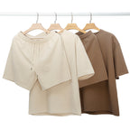 Men's Relaxed Knit Two-Piece Set with Drawstring Shorts