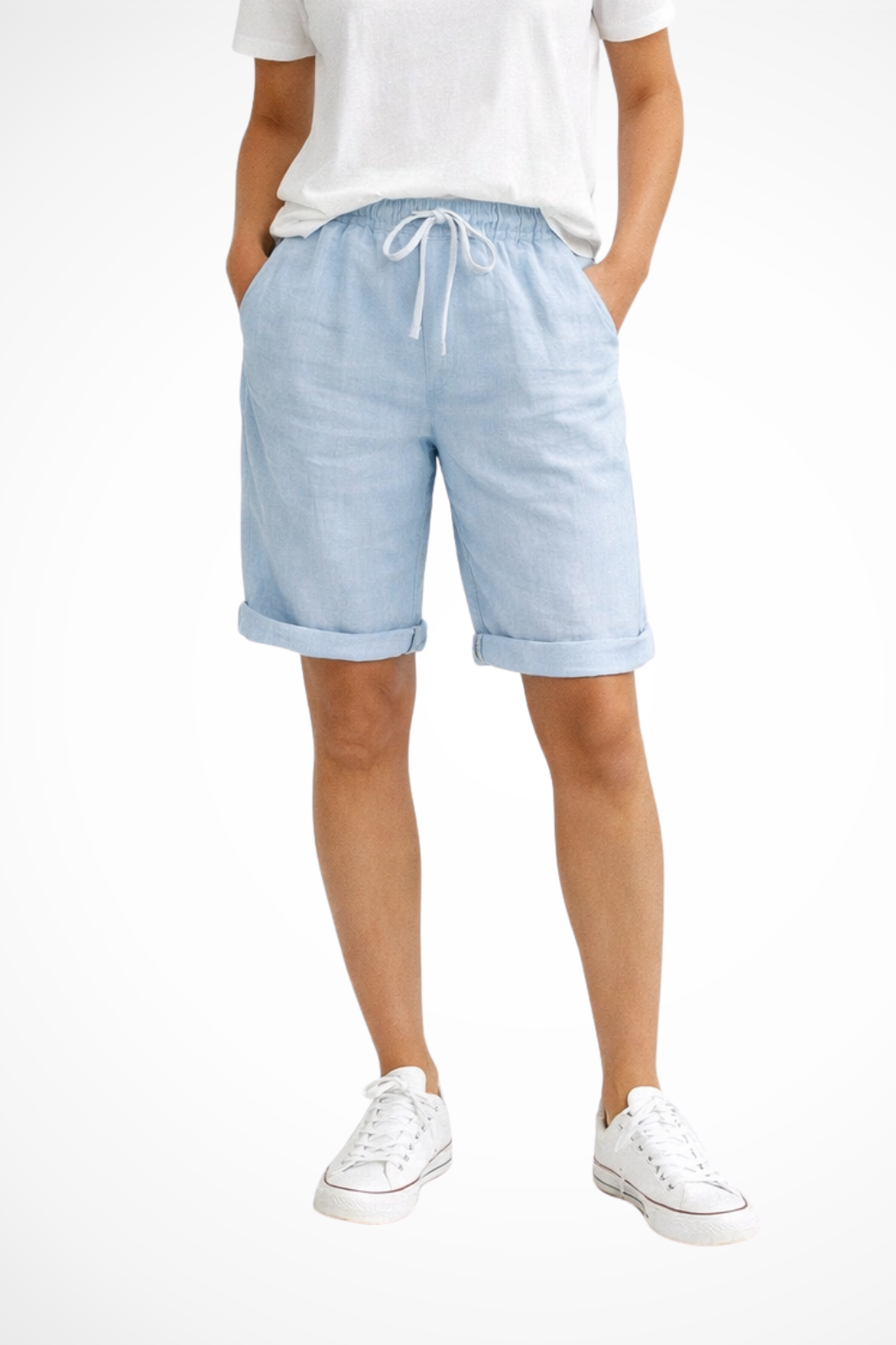 Men's Relaxed Linen Capri Shorts with Drawstring Waist