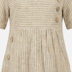 Women's Relaxed Linen Midi Dress with Button Detailing