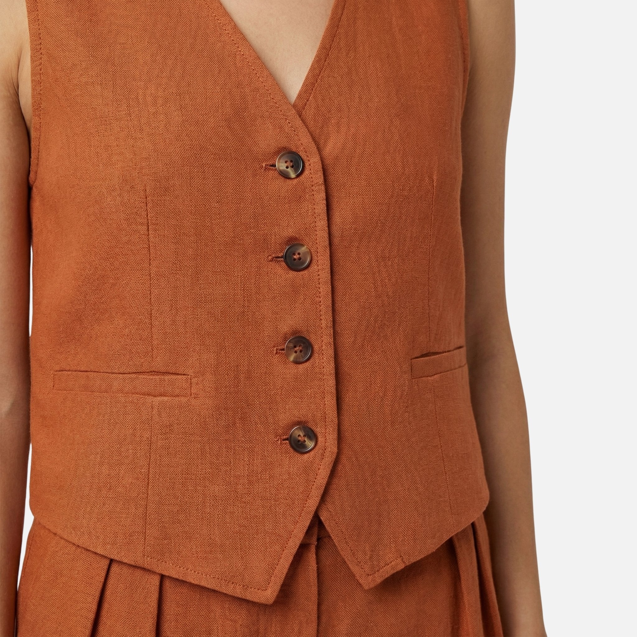 Women's Linen Two-Piece Set with Wide-Leg Trousers
