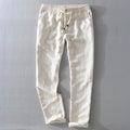 Men's Relaxed Linen Trousers with Drawstring Waist
