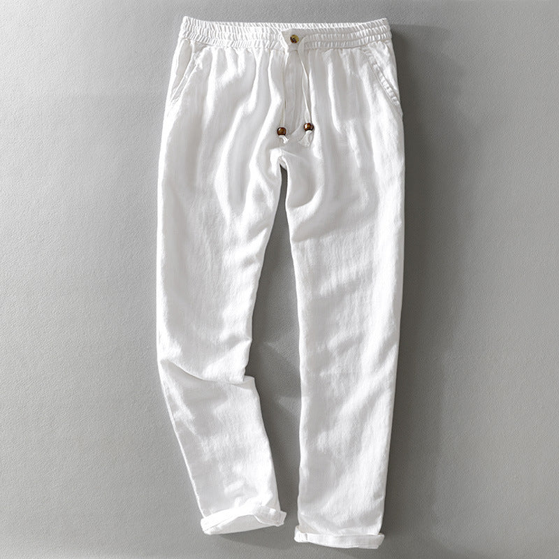 Men's Relaxed Linen Trousers with Drawstring Waist