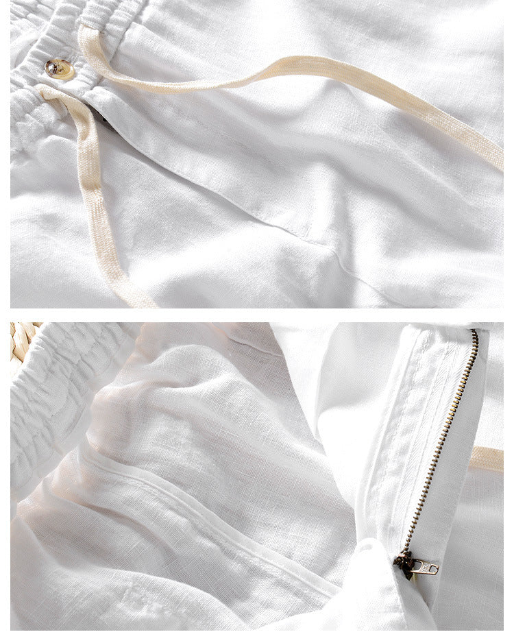 Men's Relaxed Linen Trousers with Drawstring Waist