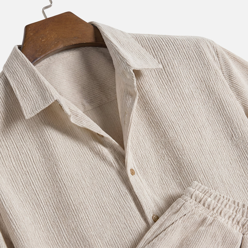 Men's Relaxed Ribbed Set with Drawstring Shorts