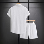 Men's Relaxed Shirt and Shorts Set with Button Closure