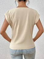Women's Relaxed Knit Top with Twist-Front V-Neck