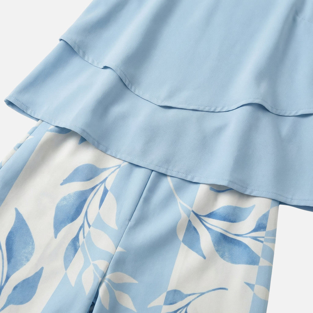 Women's Relaxed Two-Piece Set with Wide-Leg Pants