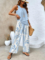 Women's Relaxed Two-Piece Set with Wide-Leg Pants