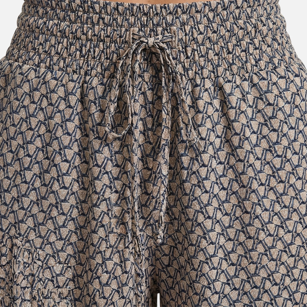 Women's Relaxed Wide-Leg Pants with Geometric Print