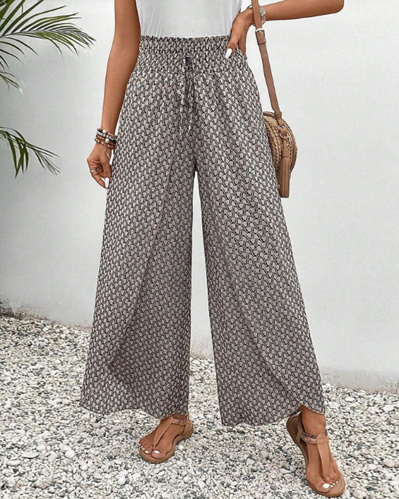 Women's Relaxed Wide-Leg Pants with Geometric Print