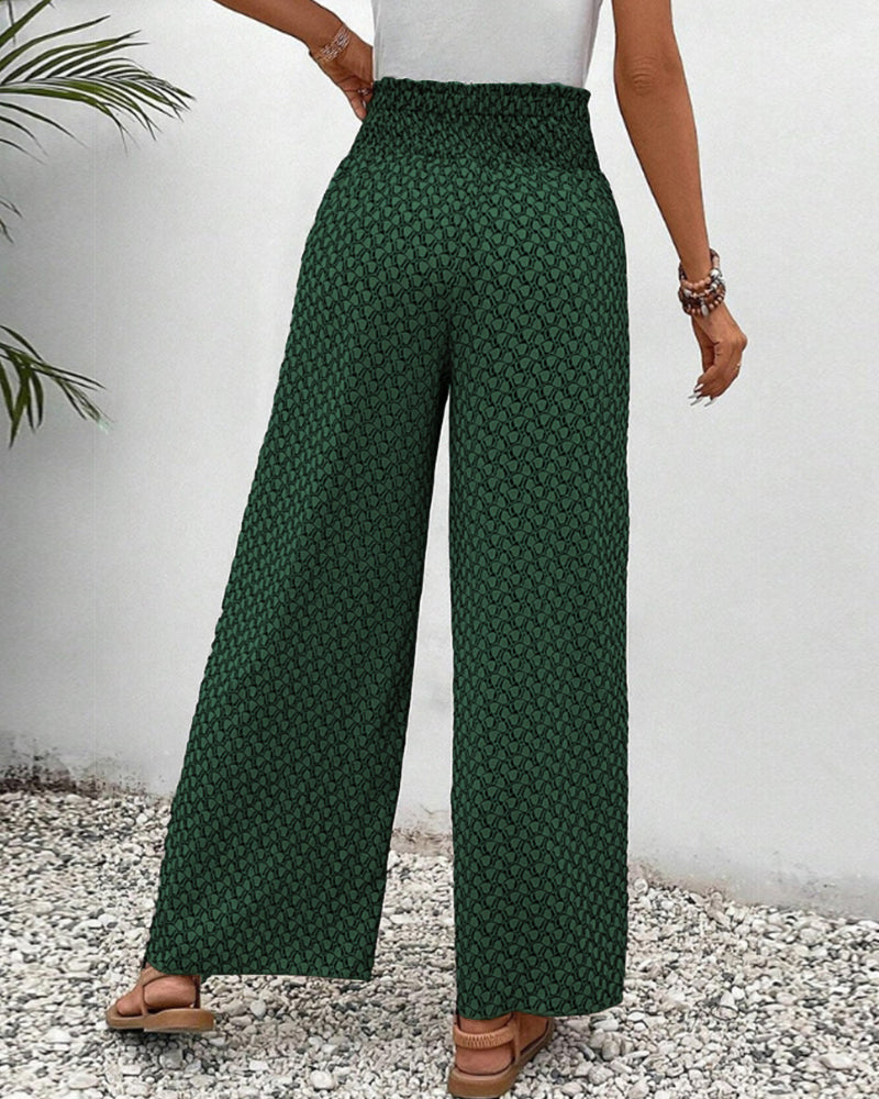 Women's Relaxed Wide-Leg Pants with Geometric Print