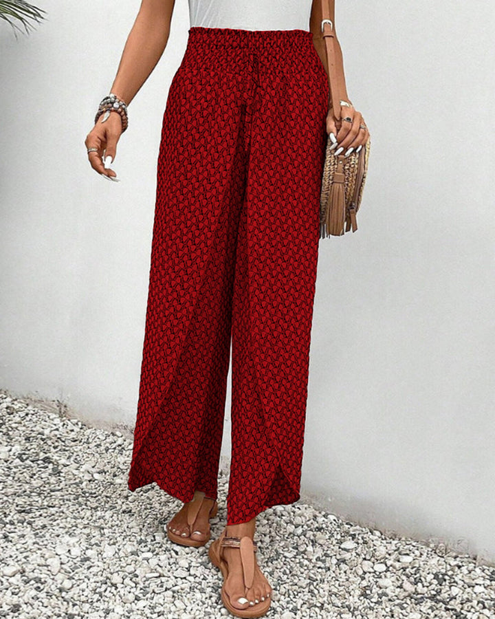 Women's Relaxed Wide-Leg Pants with Geometric Print