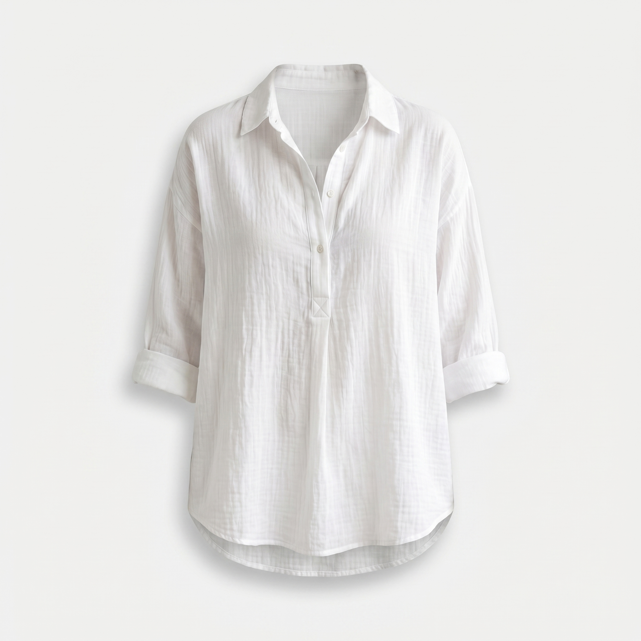 Women's Linen Blend Pullover Shirt with Lapel Collar