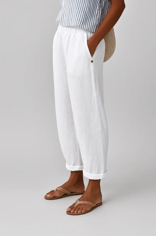 Women's Relaxed Linen Summer Pants with Elastic Waistband