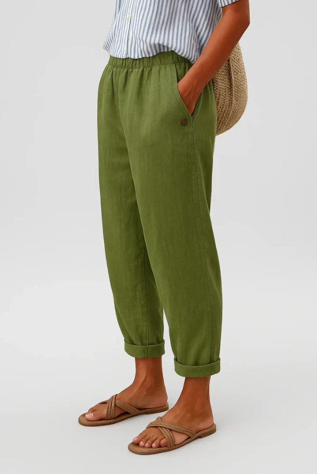 Women's Relaxed Linen Summer Pants with Elastic Waistband