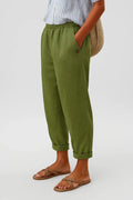 Women's Relaxed Linen Summer Pants with Elastic Waistband
