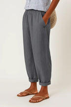 Women's Relaxed Linen Summer Pants with Elastic Waistband