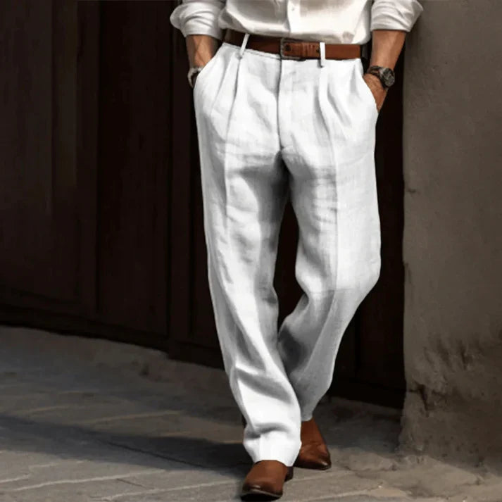 Men's Retro Pinstripe Trousers with Pleated Front