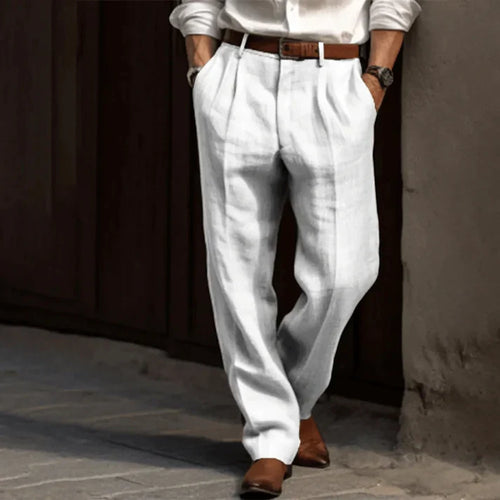 Men's Retro Pinstripe Trousers with Pleated Front