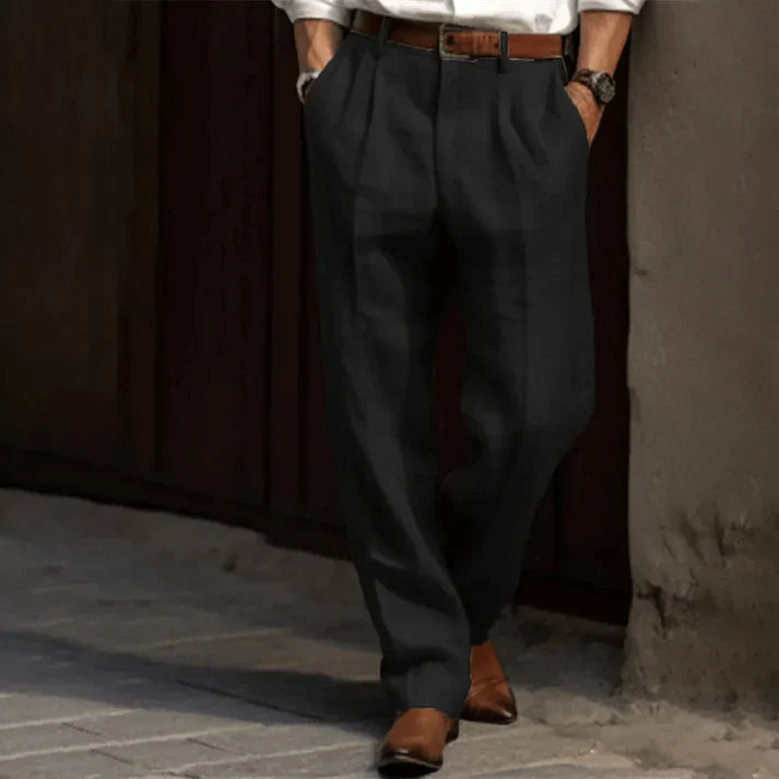 Men's Retro Pinstripe Trousers with Pleated Front