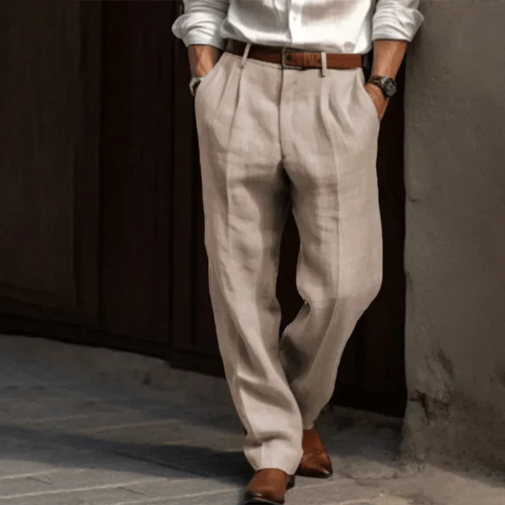 Men's Retro Pinstripe Trousers with Pleated Front