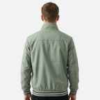Men's Ribbed-Trim Bomber Jacket with Front Zipper