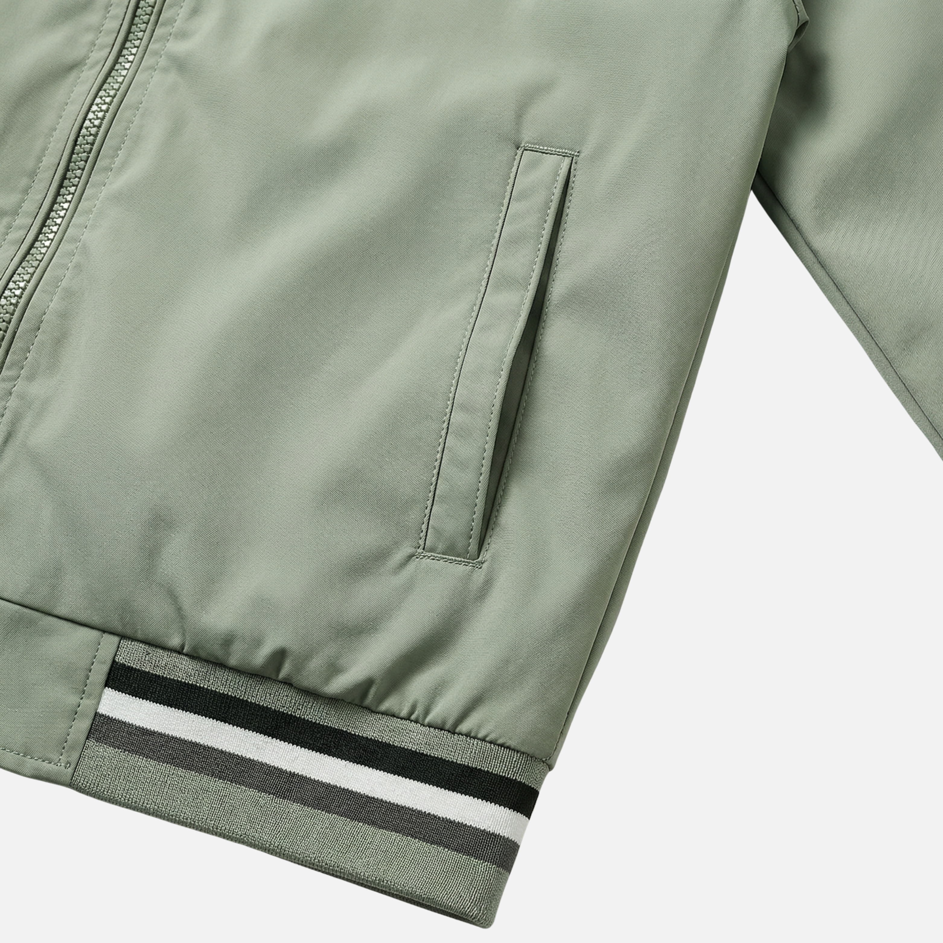 Men's Ribbed-Trim Bomber Jacket with Front Zipper