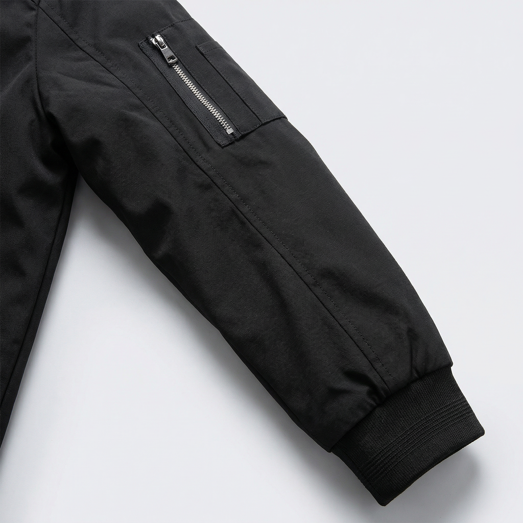 Men's Ribbed Collar Jacket with Utility Sleeve Pocket