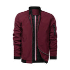 Men's Ribbed Collar Jacket with Utility Sleeve Pocket