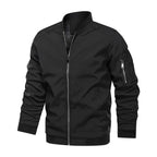 Men's Ribbed Collar Jacket with Utility Sleeve Pocket