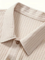 Men's Ribbed Knit Polo Shirt with Button Placket